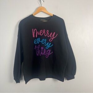 State of Mine Merry Every Thing holiday sweatshirt size large